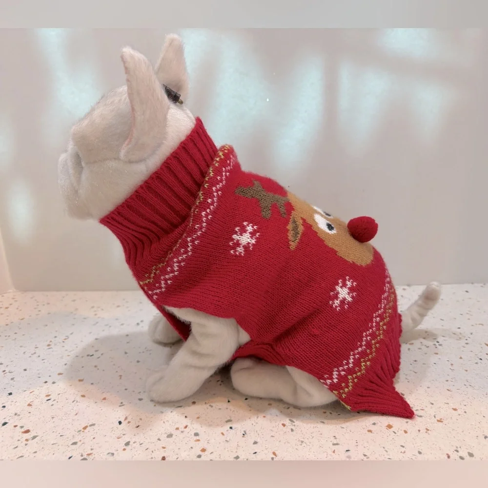 Christmas Dog Knit Sweater with‎ Rudolph Size Small